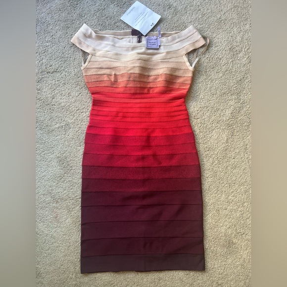 Herve Leger Bridget Ombré red dress size medium Authentic - Picture 6 of 13